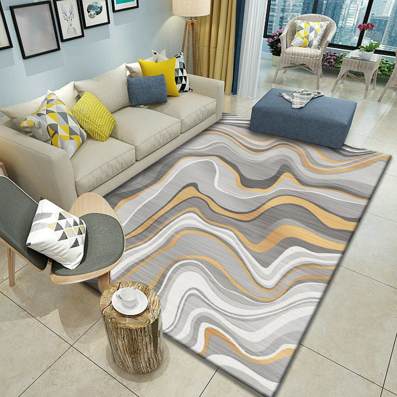 Rynx | Multicolor Home Decoration Rug Scandinavian Geometric Carpet Polyester Washable Anti-Slip Backing Stain Resistant Rug