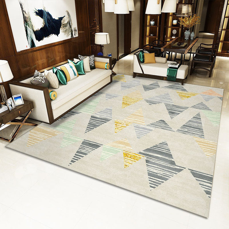 Rynx | Multicolor Home Decoration Rug Scandinavian Geometric Carpet Polyester Washable Anti-Slip Backing Stain Resistant Rug