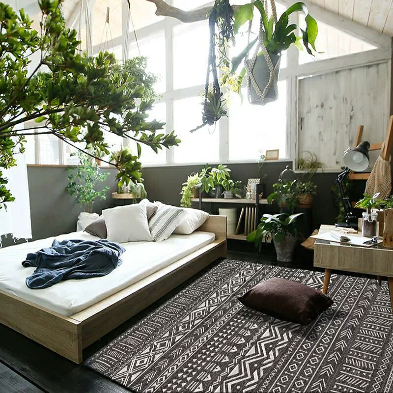 Rynx | Fashion Multi Color Geometric Rug Synthetics Nordic Area Carpet Pet Friendly Non-Slip Backing Machine Washable Rug for Lounge