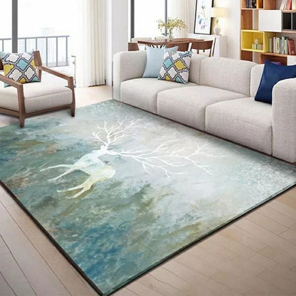 Rynx | Fashion Multi Color Geometric Rug Synthetics Nordic Area Carpet Pet Friendly Non-Slip Backing Machine Washable Rug for Lounge