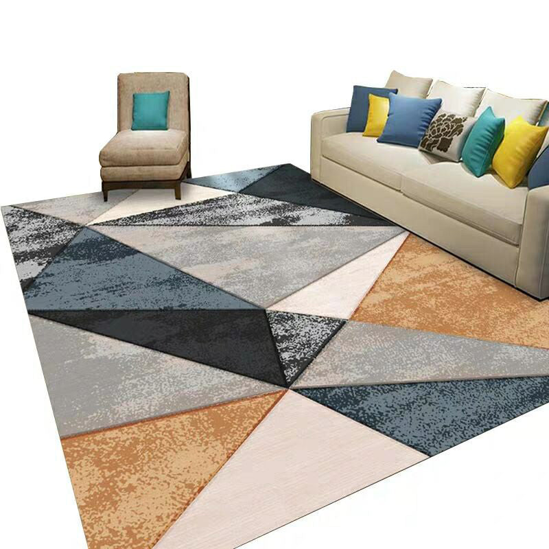 Rynx | Fashion Multi Color Geometric Rug Synthetics Nordic Area Carpet Pet Friendly Non-Slip Backing Machine Washable Rug for Lounge