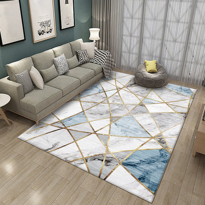 Rynx | Fashion Multi Color Geometric Rug Synthetics Nordic Area Carpet Pet Friendly Non-Slip Backing Machine Washable Rug for Lounge