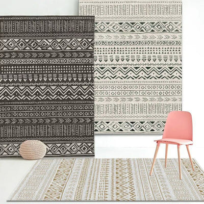 Rynx | Fashion Multi Color Geometric Rug Synthetics Nordic Area Carpet Pet Friendly Non-Slip Backing Machine Washable Rug for Lounge