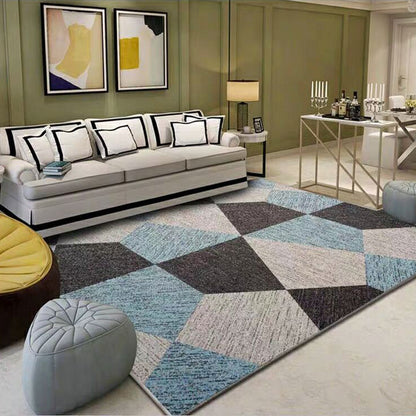 Rynx | Fashion Multi Color Geometric Rug Synthetics Nordic Area Carpet Pet Friendly Non-Slip Backing Machine Washable Rug for Lounge