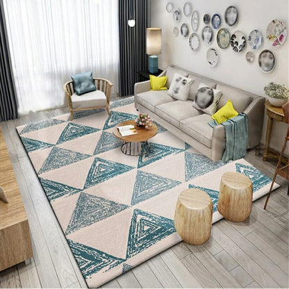 Rynx | Fashion Multi Color Geometric Rug Synthetics Nordic Area Carpet Pet Friendly Non-Slip Backing Machine Washable Rug for Lounge