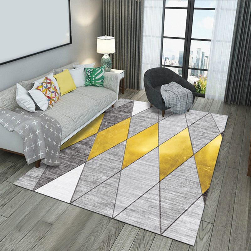 Rynx | Fashion Multi Color Geometric Rug Synthetics Nordic Area Carpet Pet Friendly Non-Slip Backing Machine Washable Rug for Lounge
