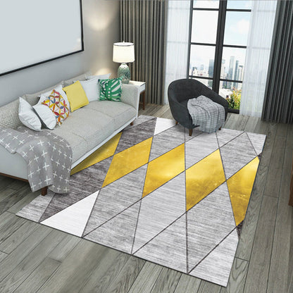 Rynx | Fashion Multi Color Geometric Rug Synthetics Nordic Area Carpet Pet Friendly Non-Slip Backing Machine Washable Rug for Lounge
