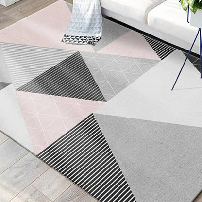 Rynx | Fashion Multi Color Geometric Rug Synthetics Nordic Area Carpet Pet Friendly Non-Slip Backing Machine Washable Rug for Lounge