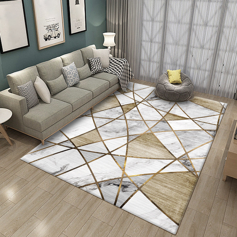 Rynx | Fashion Multi Color Geometric Rug Synthetics Nordic Area Carpet Pet Friendly Non-Slip Backing Machine Washable Rug for Lounge