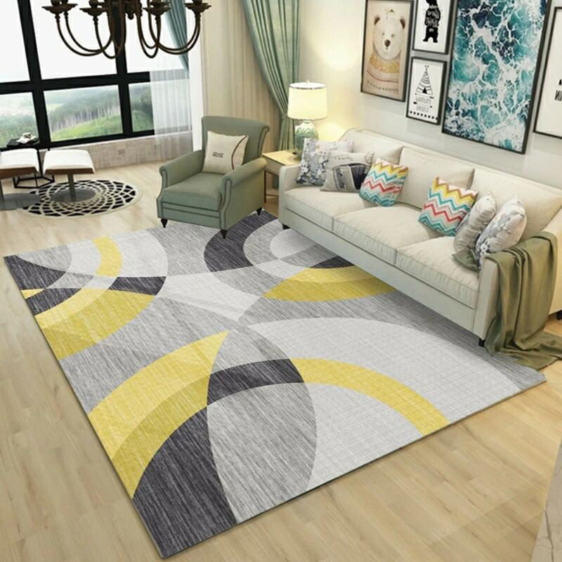 Rynx | Fashion Multi Color Geometric Rug Synthetics Nordic Area Carpet Pet Friendly Non-Slip Backing Machine Washable Rug for Lounge