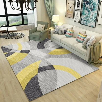 Rynx | Fashion Multi Color Geometric Rug Synthetics Nordic Area Carpet Pet Friendly Non-Slip Backing Machine Washable Rug for Lounge