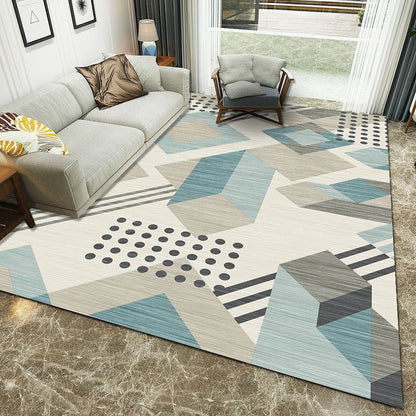 Rynx | Minimalist 3D Printing Geometry Rug Multi-Colored Polypropylene Rug Machine Washable Non-Slip Stain Resistant Area Rug for Home