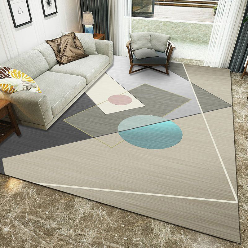 Rynx | Minimalist 3D Printing Geometry Rug Multi-Colored Polypropylene Rug Machine Washable Non-Slip Stain Resistant Area Rug for Home