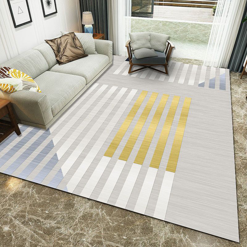 Rynx | Minimalist 3D Printing Geometry Rug Multi-Colored Polypropylene Rug Machine Washable Non-Slip Stain Resistant Area Rug for Home