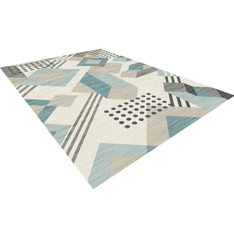 Rynx | Minimalist 3D Printing Geometry Rug Multi-Colored Polypropylene Rug Machine Washable Non-Slip Stain Resistant Area Rug for Home