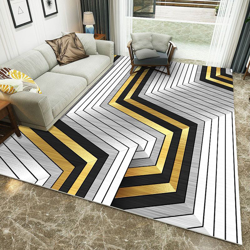 Rynx | Minimalist 3D Printing Geometry Rug Multi-Colored Polypropylene Rug Machine Washable Non-Slip Stain Resistant Area Rug for Home