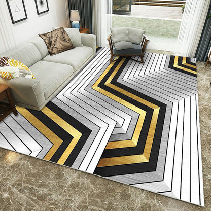 Rynx | Minimalist 3D Printing Geometry Rug Multi-Colored Polypropylene Rug Machine Washable Non-Slip Stain Resistant Area Rug for Home