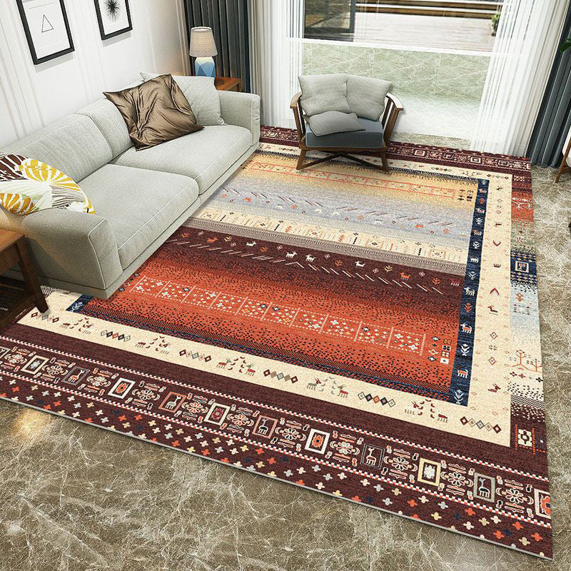 Rynx | Minimalist 3D Printing Geometry Rug Multi-Colored Polypropylene Rug Machine Washable Non-Slip Stain Resistant Area Rug for Home