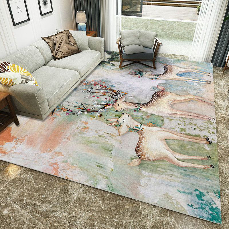 Rynx | Minimalist 3D Printing Geometry Rug Multi-Colored Polypropylene Rug Machine Washable Non-Slip Stain Resistant Area Rug for Home