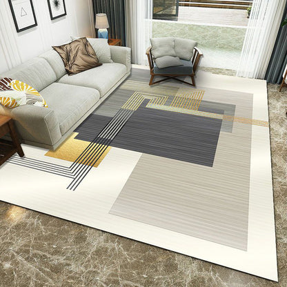 Rynx | Minimalist 3D Printing Geometry Rug Multi-Colored Polypropylene Rug Machine Washable Non-Slip Stain Resistant Area Rug for Home