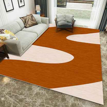 Rynx | Minimalist 3D Printing Geometry Rug Multi-Colored Polypropylene Rug Machine Washable Non-Slip Stain Resistant Area Rug for Home