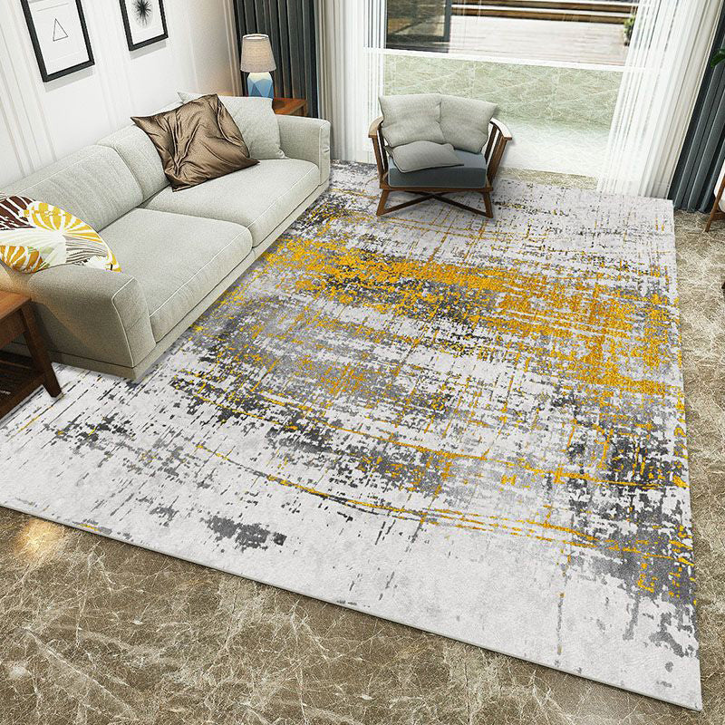 Rynx | Minimalist 3D Printing Geometry Rug Multi-Colored Polypropylene Rug Machine Washable Non-Slip Stain Resistant Area Rug for Home