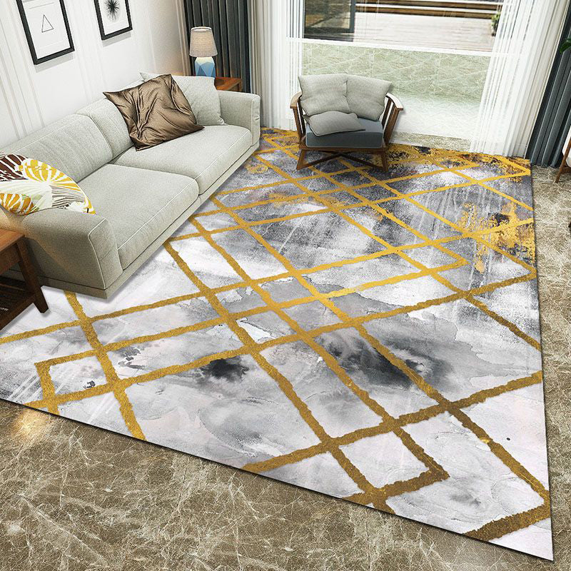 Rynx | Minimalist 3D Printing Geometry Rug Multi-Colored Polypropylene Rug Machine Washable Non-Slip Stain Resistant Area Rug for Home