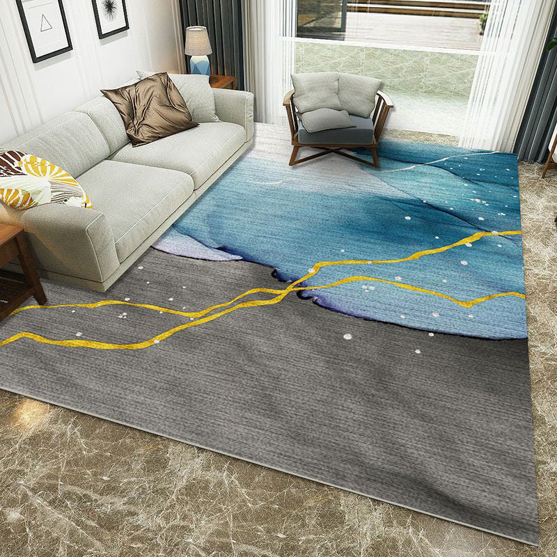 Rynx | Minimalist 3D Printing Geometry Rug Multi-Colored Polypropylene Rug Machine Washable Non-Slip Stain Resistant Area Rug for Home