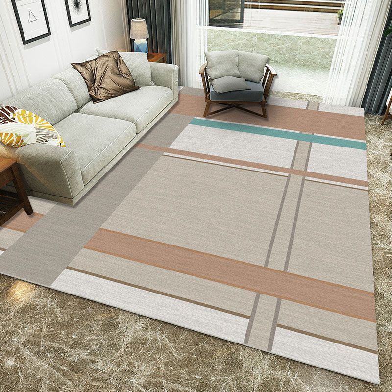 Rynx | Minimalist 3D Printing Geometry Rug Multi-Colored Polypropylene Rug Machine Washable Non-Slip Stain Resistant Area Rug for Home