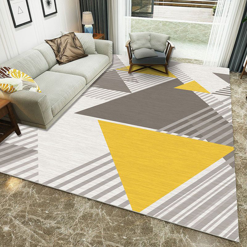 Rynx | Minimalist 3D Printing Geometry Rug Multi-Colored Polypropylene Rug Machine Washable Non-Slip Stain Resistant Area Rug for Home