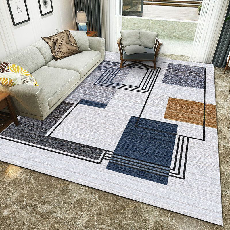 Rynx | Minimalist 3D Printing Geometry Rug Multi-Colored Polypropylene Rug Machine Washable Non-Slip Stain Resistant Area Rug for Home