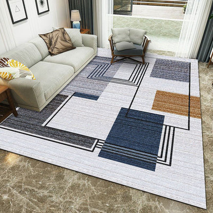 Rynx | Minimalist 3D Printing Geometry Rug Multi-Colored Polypropylene Rug Machine Washable Non-Slip Stain Resistant Area Rug for Home