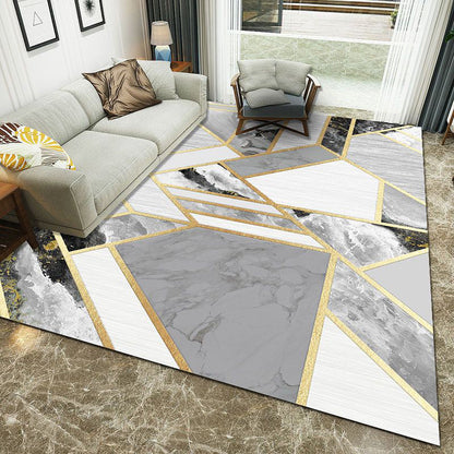 Rynx | Minimalist 3D Printing Geometry Rug Multi-Colored Polypropylene Rug Machine Washable Non-Slip Stain Resistant Area Rug for Home