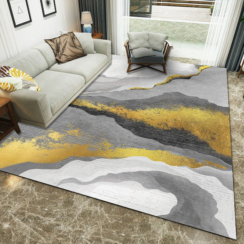Rynx | Minimalist 3D Printing Geometry Rug Multi-Colored Polypropylene Rug Machine Washable Non-Slip Stain Resistant Area Rug for Home