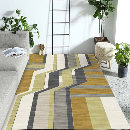 Rynx | On-Trend Multicolor Minimalist Rug Synthetics Colorblock Geometric Rug Stain Resistant Washable Anti-Slip Rug for Decoration