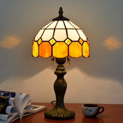 Rynx | Velmira | Vintage Glow Table Lamp with Yellow Grid Shade