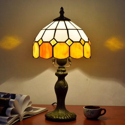 Rynx | Velmira | Vintage Glow Table Lamp with Yellow Grid Shade