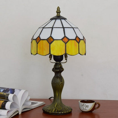 Rynx | Velmira | Vintage Glow Table Lamp with Yellow Grid Shade
