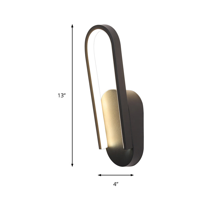 Rynx | Simple Wall Light Black/White Half Oval LED Wall Light with Acrylic Shade, Warm/White Light