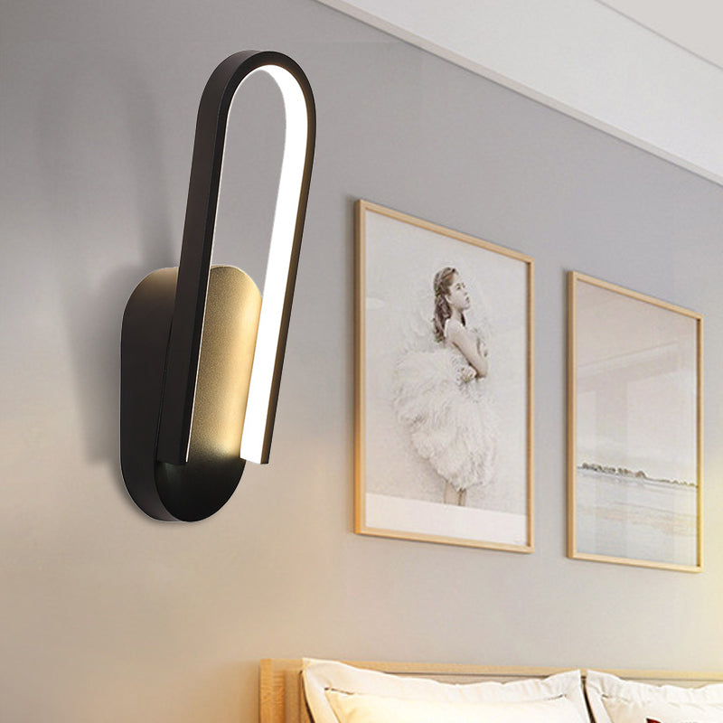 Rynx | Simple Wall Light Black/White Half Oval LED Wall Light with Acrylic Shade, Warm/White Light