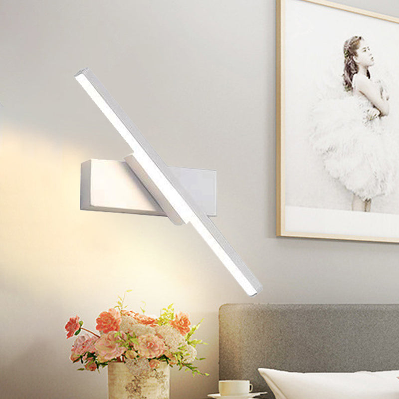 Rynx | Rotating Acrylic Linear LED Wall Lamp Simplicity Black/White Wall Lighting Fixture, White/Warm Light