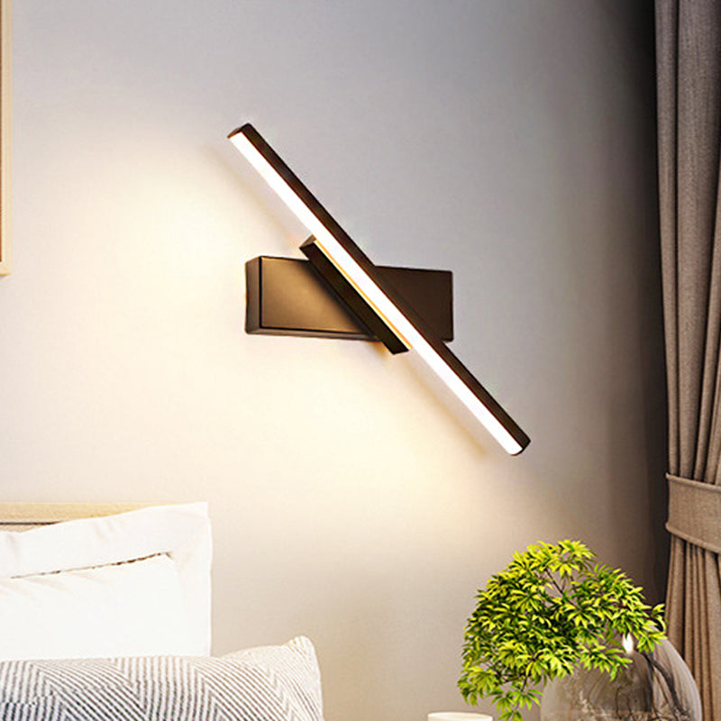 Rynx | Rotating Acrylic Linear LED Wall Lamp Simplicity Black/White Wall Lighting Fixture, White/Warm Light