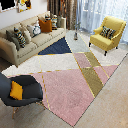 Rynx | Funky Color Blocking Geometric Rug Multi Colored Nordic Rug Polypropylene Non-Slip Backing Pet Friendly Washable Rug for Room