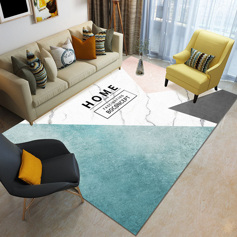 Rynx | Funky Color Blocking Geometric Rug Multi Colored Nordic Rug Polypropylene Non-Slip Backing Pet Friendly Washable Rug for Room