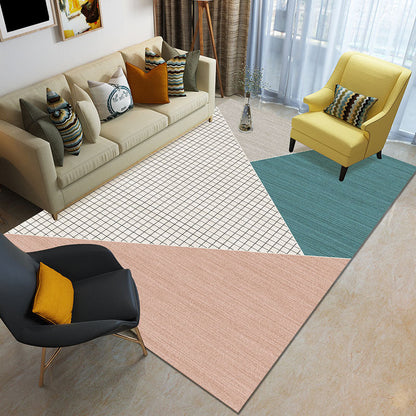 Rynx | Funky Color Blocking Geometric Rug Multi Colored Nordic Rug Polypropylene Non-Slip Backing Pet Friendly Washable Rug for Room