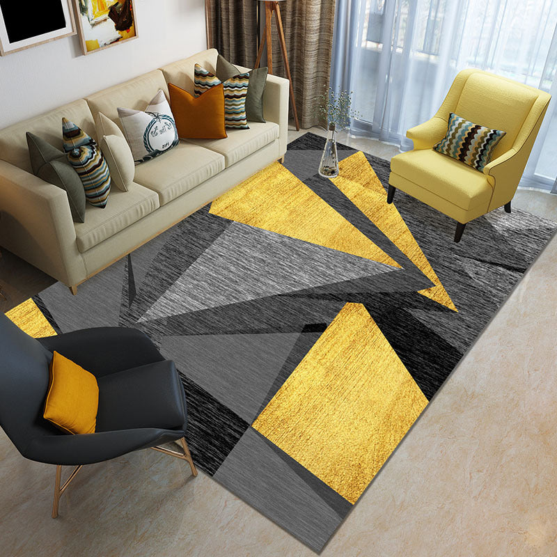 Rynx | Funky Color Blocking Geometric Rug Multi Colored Nordic Rug Polypropylene Non-Slip Backing Pet Friendly Washable Rug for Room