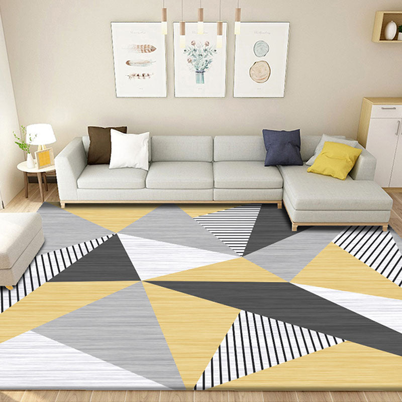 Rynx | Funky Color Blocking Geometric Rug Multi Colored Nordic Rug Polypropylene Non-Slip Backing Pet Friendly Washable Rug for Room