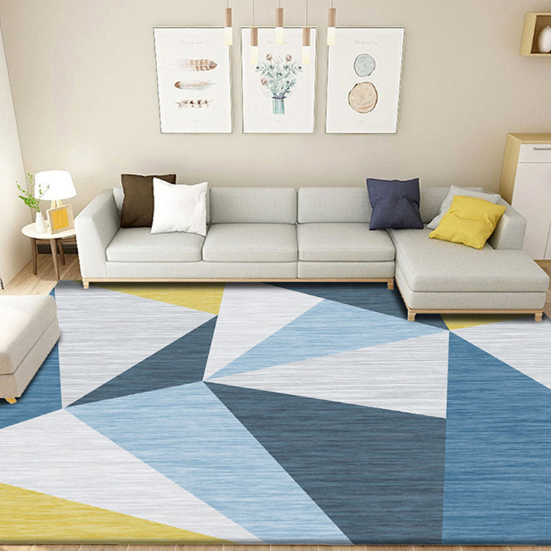 Rynx | Funky Color Blocking Geometric Rug Multi Colored Nordic Rug Polypropylene Non-Slip Backing Pet Friendly Washable Rug for Room