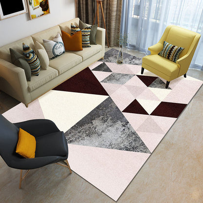 Rynx | Funky Color Blocking Geometric Rug Multi Colored Nordic Rug Polypropylene Non-Slip Backing Pet Friendly Washable Rug for Room