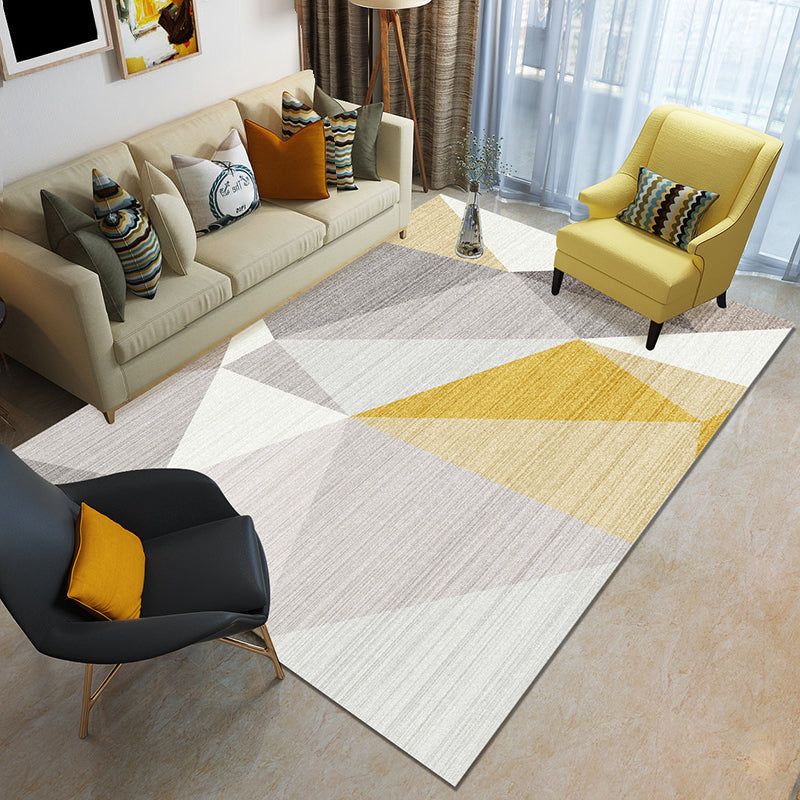 Rynx | Funky Color Blocking Geometric Rug Multi Colored Nordic Rug Polypropylene Non-Slip Backing Pet Friendly Washable Rug for Room